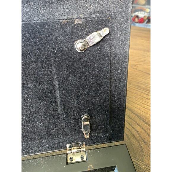 Black Lacquered Jewelry Box Iris Floral Musical Lined Mirror Japan - Works - Picture 13 of 16